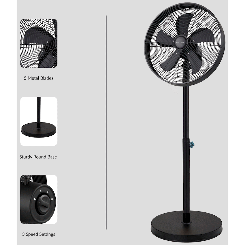 Boden Stark Kitchen and Home Boden Stark 40cm Stand Fan - Black