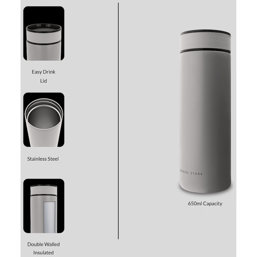 Boden Stark Kitchen and Home Boden Stark 650ml Double-Walled Flask - Grey