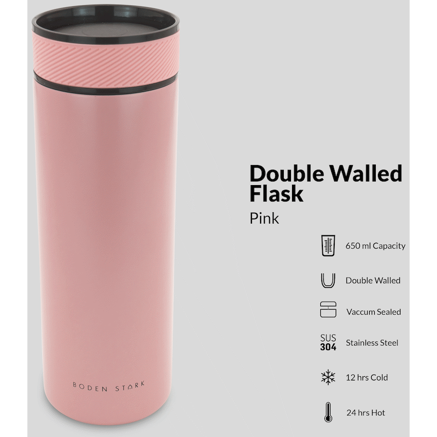 Boden Stark Kitchen and Home Boden Stark 650ml Flask - Pink
