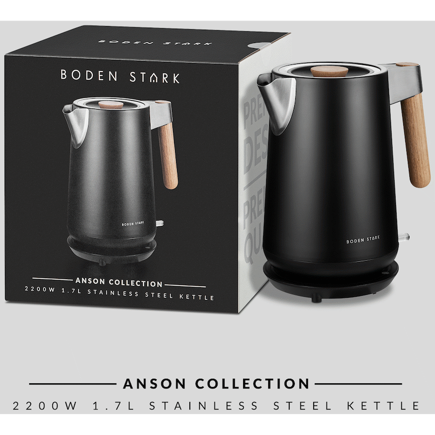 Boden Stark Kitchen and Home Boden Stark Anson Collection 1.7l 2000w Stainless Steel Kettle - Black