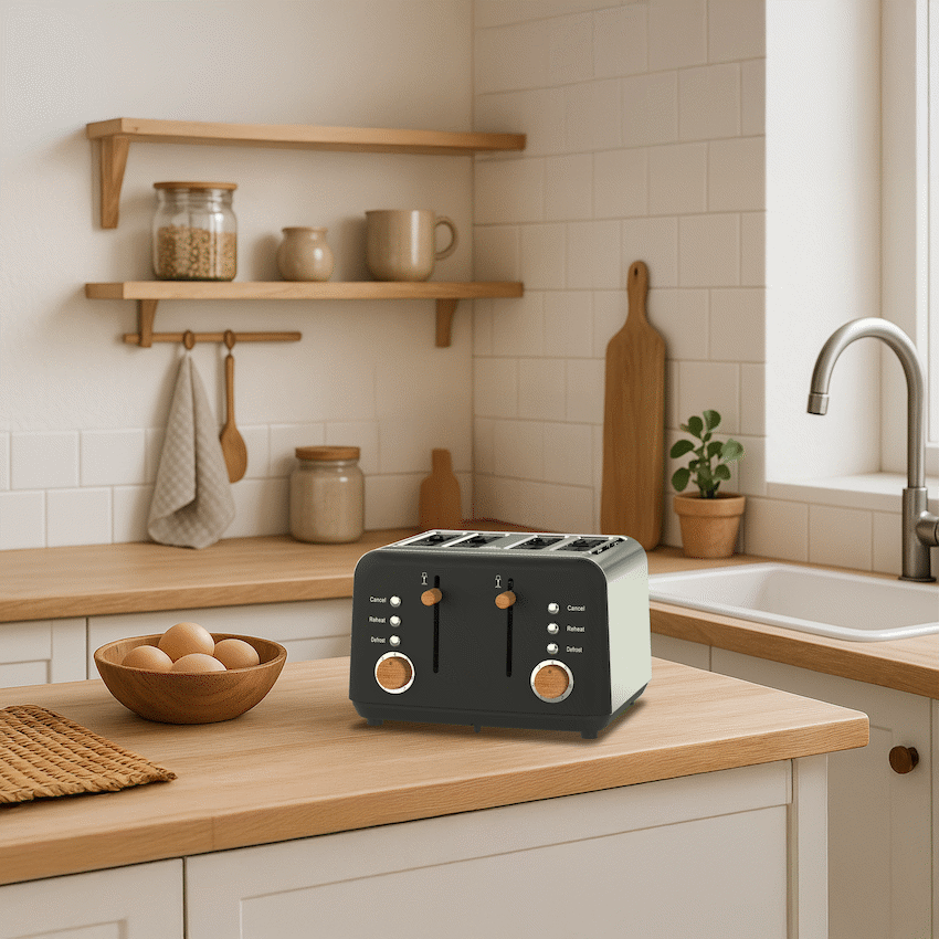 Boden Stark Kitchen and Home Boden Stark Anson Collection 4-Slice Stainless Steel Toaster - Black