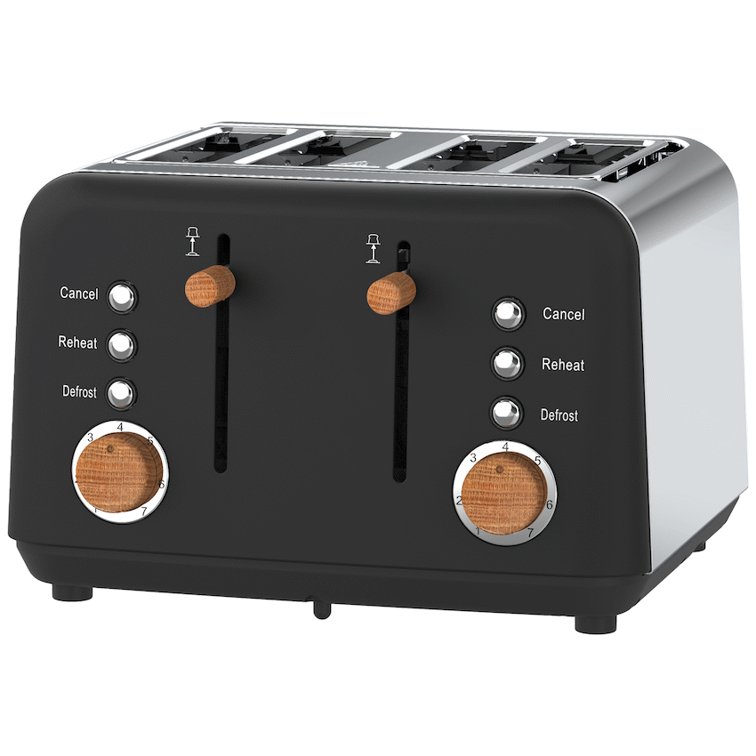Boden Stark Kitchen and Home Boden Stark Anson Collection 4-Slice Stainless Steel Toaster - Black