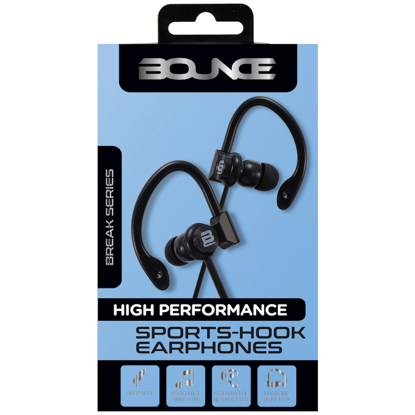Bounce Audio Bounce Break Series Hook-On Earphones - Black