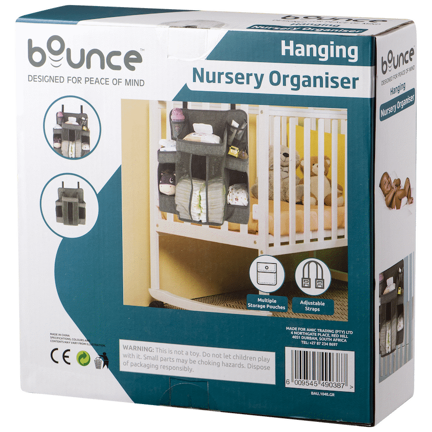 Bounce Baby Bounce Hanging Nursery Organiser Grey