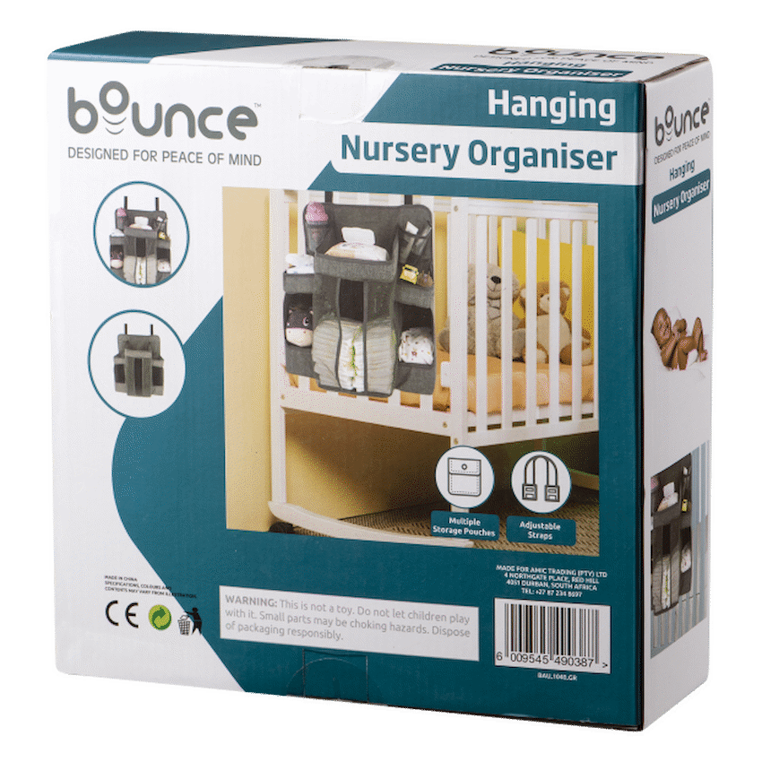 Bounce Baby Bounce Hanging Nursery Organiser Grey