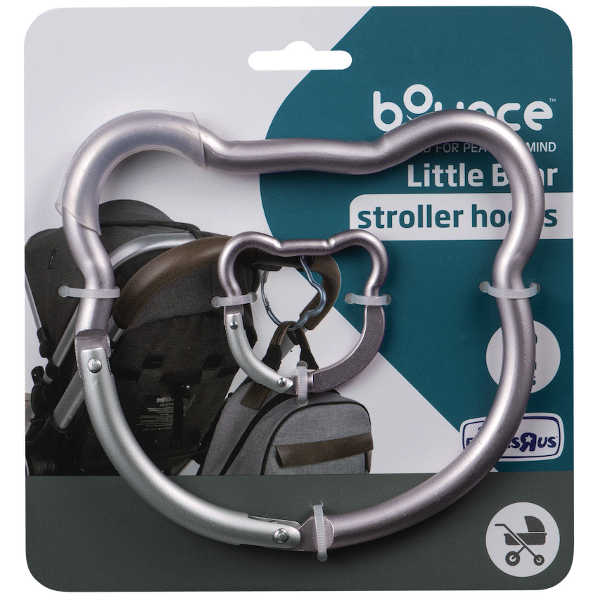 Bounce Baby Bounce Stroller Hook 2pk Bear Pink