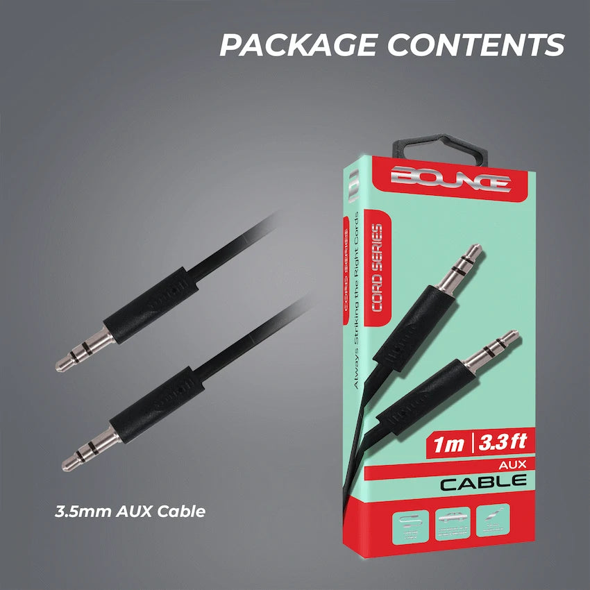 Bounce Mobile Accessories Bounce Cord Series AUX Cable - Black