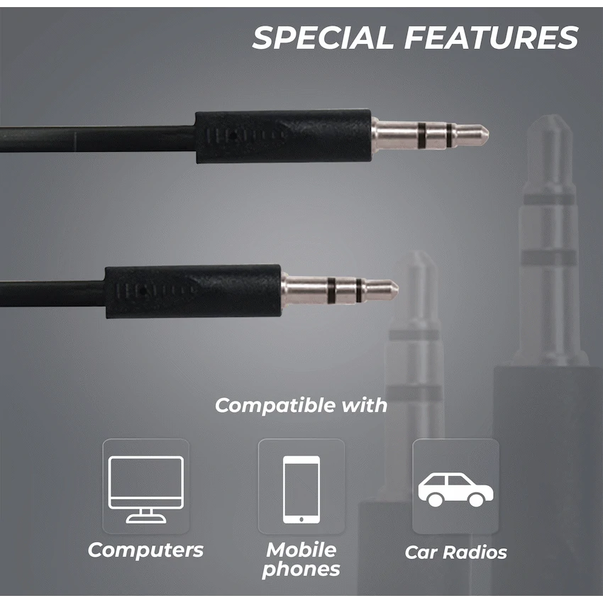 Bounce Mobile Accessories Bounce Cord Series AUX Cable - Black