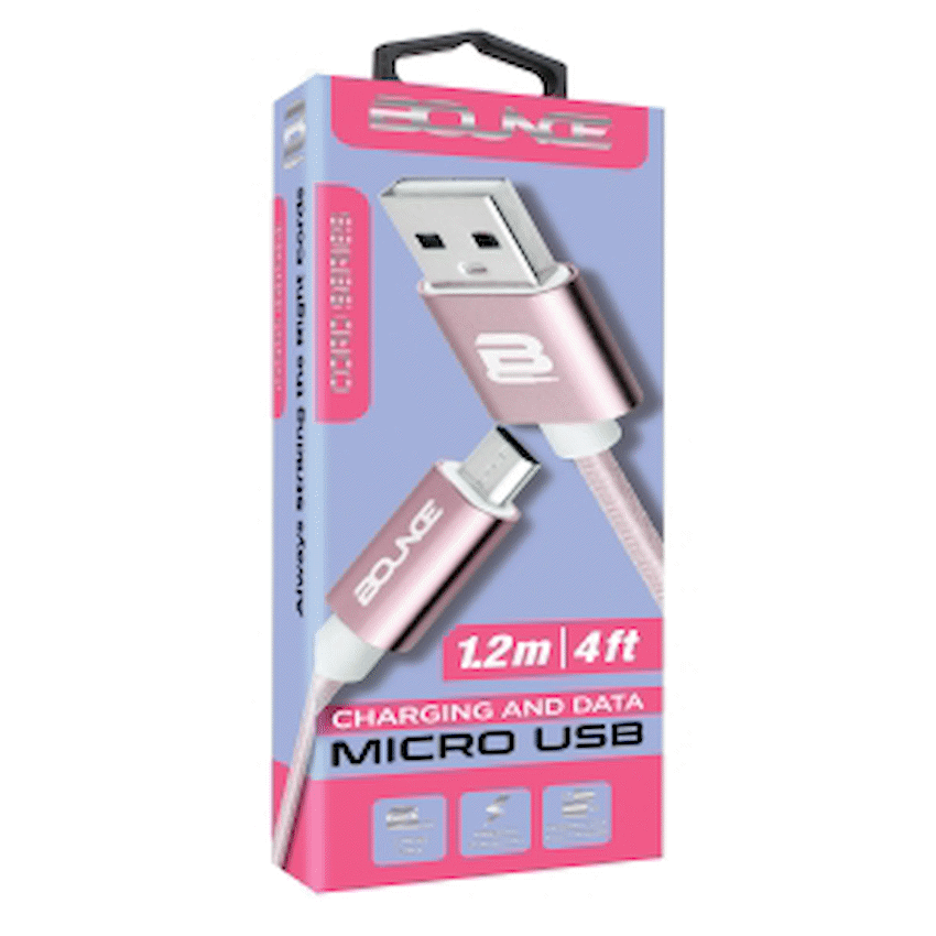 Bounce Mobile Accessories Bounce Cord Series Micro USB Braided Cable 1.2m - Rose Gold
