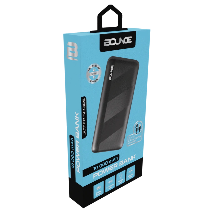 Bounce Mobile Accessories Bounce Juiced Series 10000mah Power Bank - Black