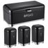 Deluxe Black Bread Bin With 3Pcs Canisters - CH727