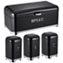 Deluxe Black Bread Bin With 3Pcs Canisters - CH727