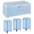 Deluxe Blue With Silver Base Bread Bin With 3Pcs Canisters Set - CH887