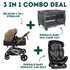 Emerald Baby Monaco Car Seat + Emerald Baby Sarah Camp Cot + Belecoo 2 in 1 Stroller (COMBO!)
