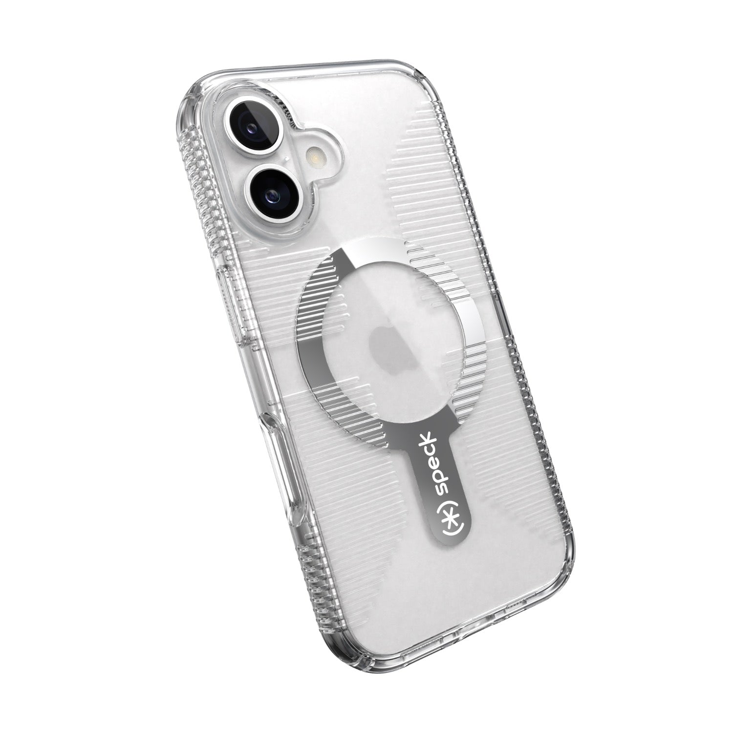 Speck Gemshell Grip MagSafe Case - Apple iPhone 16 - Clear & Chrome