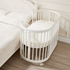 Emerald Round Oval Cot White Including sheets and Snuggletime Mattress
