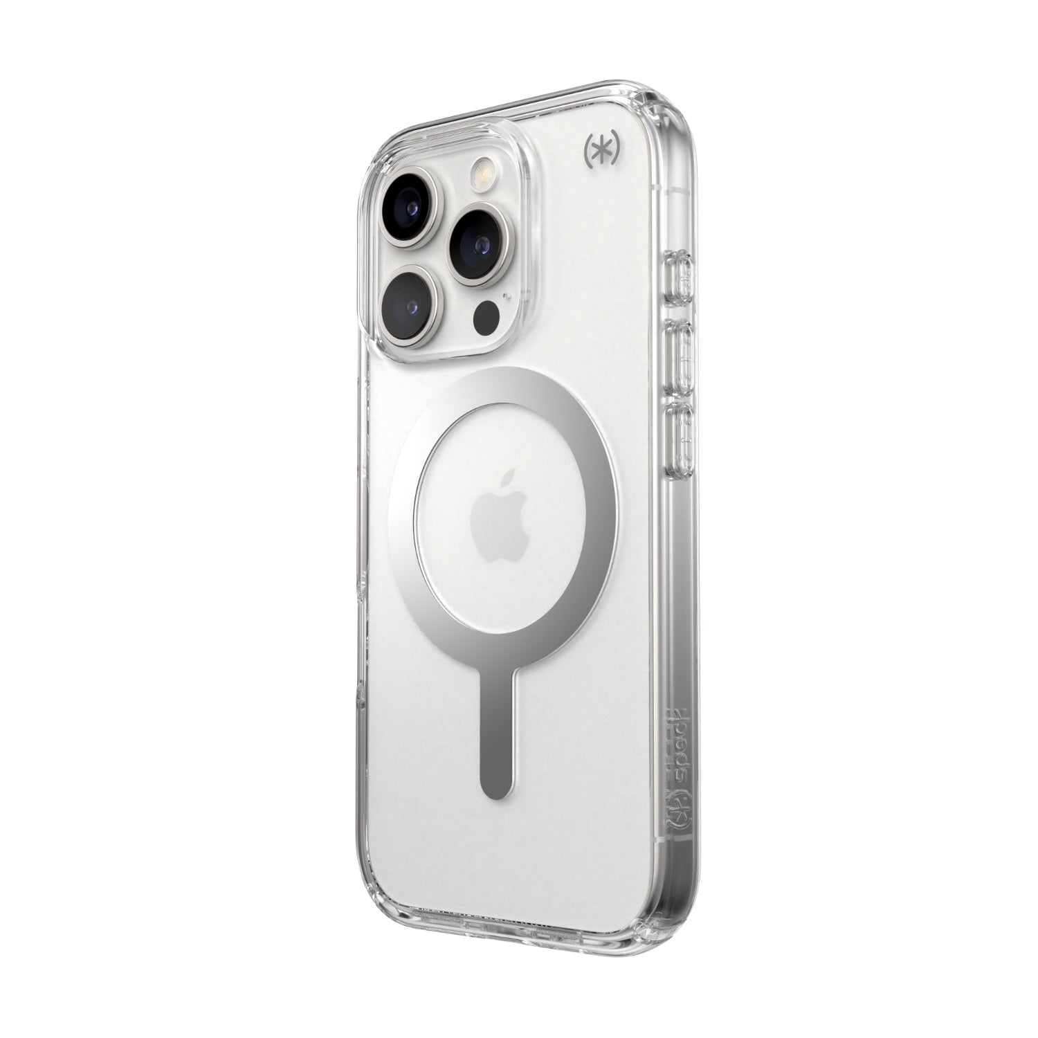 Speck Presidio Perfect Clear MagSafe Case - Apple iPhone 16 Pro - Clear & Chrome
