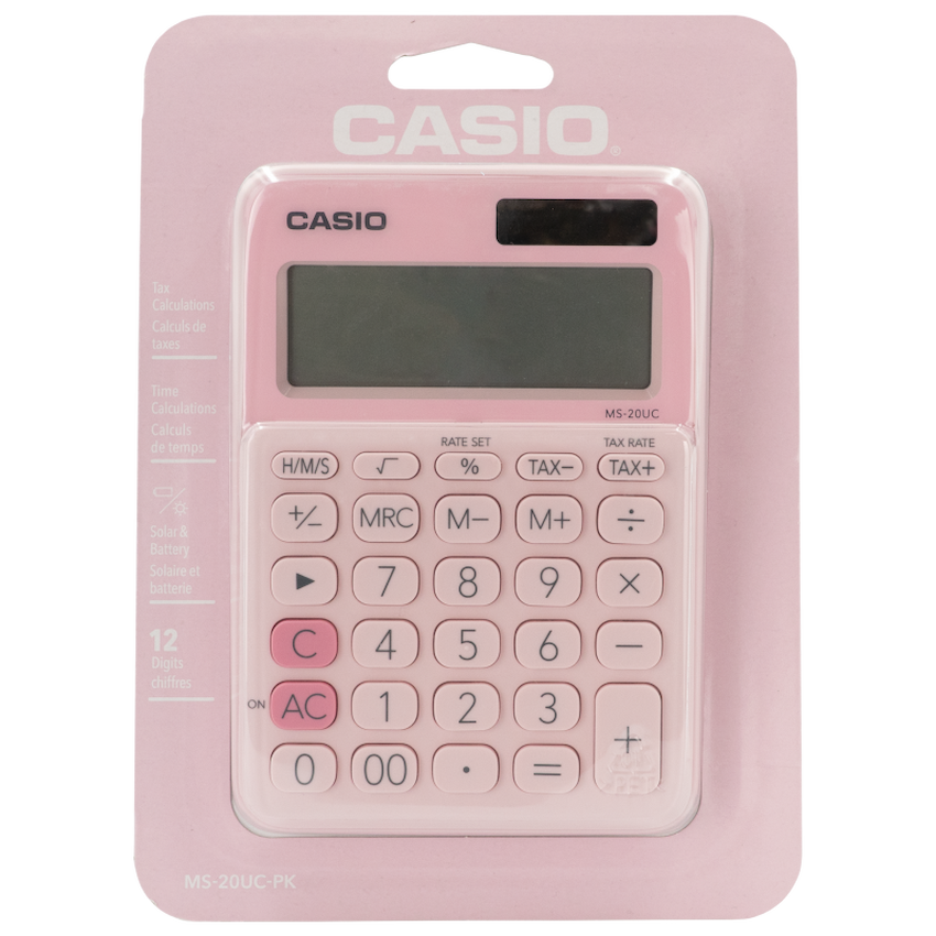 Casio Education and learning Casio MS-20UC - Desktop Calculator - 12-Digit - Pink