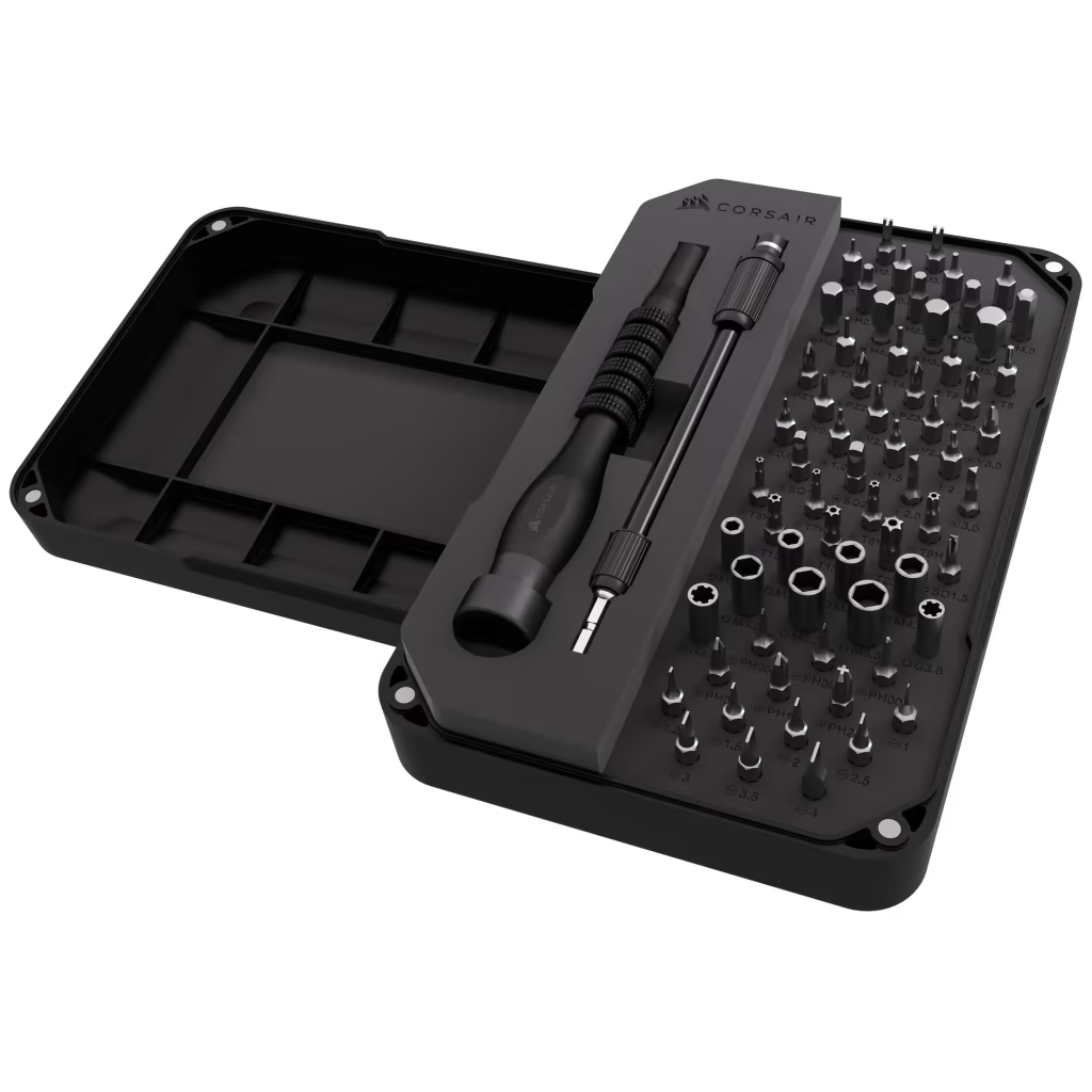 GUNMANSA Corsair PC DIY Precision Toolkit - PC; Electronics Repair Kit - 65 Screw Bits - Extension rod - Magnetized Tray