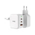 Snug 3 Port PD/USB GaN Wall Charger - 65W - White