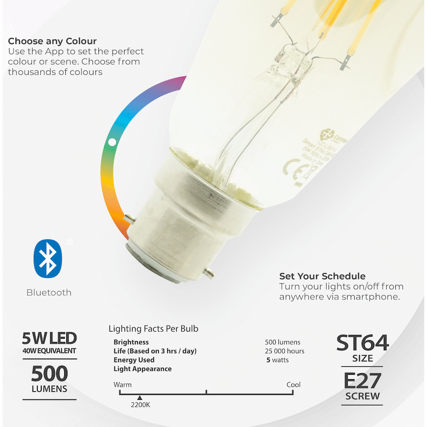 Connex Connect Smart Home Smart Wi-Fi Bulb 5w LED Amber Filament Vintage Bayonet