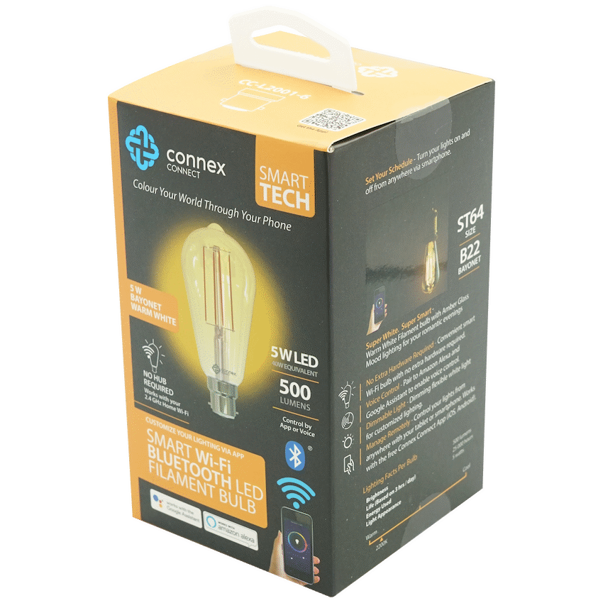 Connex Connect Smart Home Smart Wi-Fi Bulb 5w LED Amber Filament Vintage Bayonet