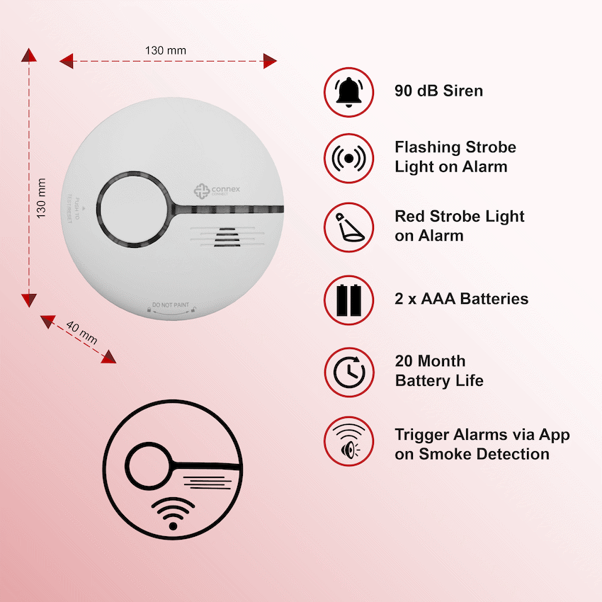 Connex Connect Smart Home Smart Wi-Fi Smoke Detector Alarm Twin Pack