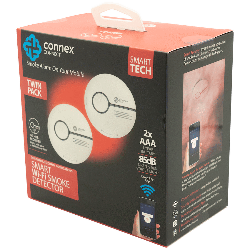 Connex Connect Smart Home Smart Wi-Fi Smoke Detector Alarm Twin Pack