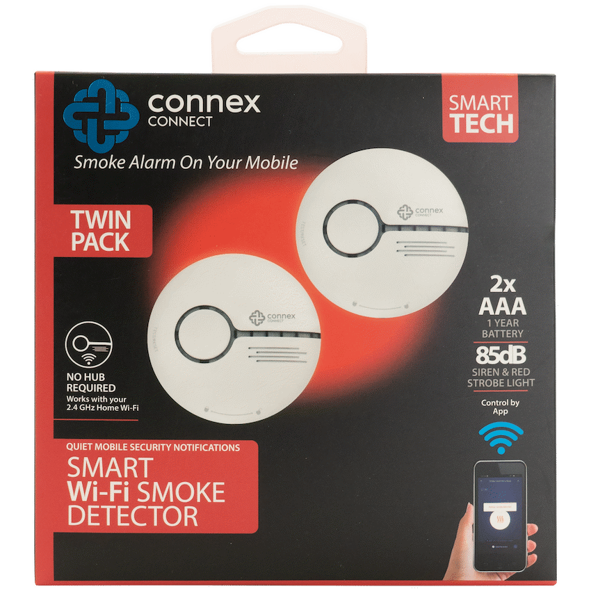 Connex Connect Smart Home Smart Wi-Fi Smoke Detector Alarm Twin Pack