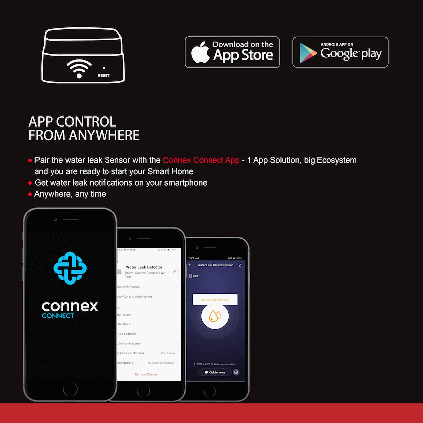 Connex Connect Smart Home Smart Wi-Fi Water Leak Sensor