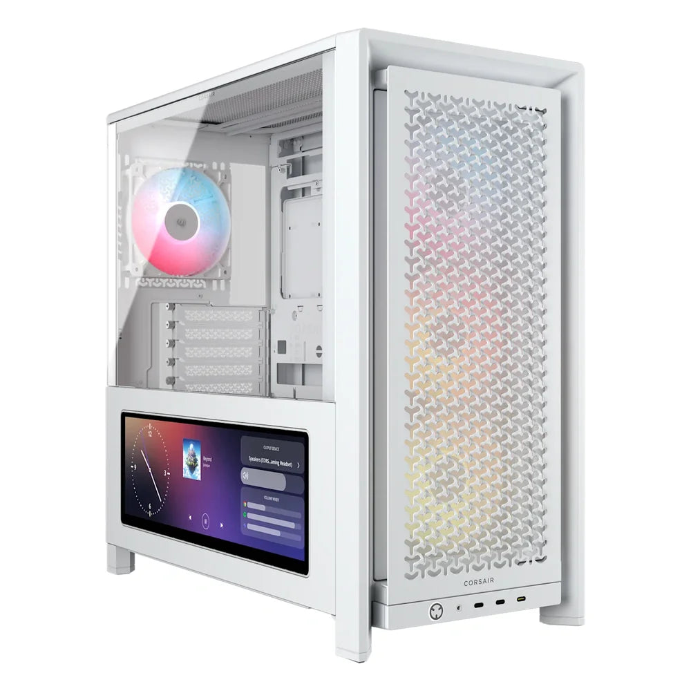 Corsair FRAME 4000D LCD RS ARGB Premium Mid-Tower PC Case; Includes 4x RS120 PWM ARGB Fans; XENEON EDGE; White.