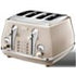 Delonghi 4 Slice Beige Icona Metallics Toaster - CTOT4003.BG