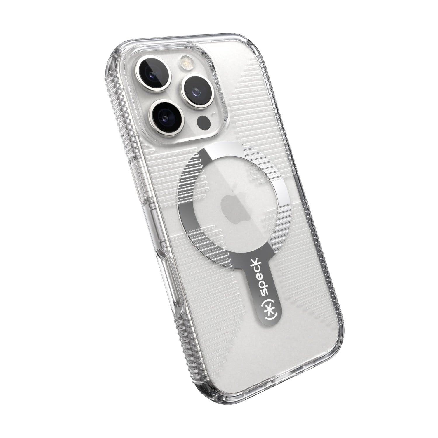 Speck Gemshell Grip MagSafe Case - Apple iPhone 16 Pro - Clear & Chrome