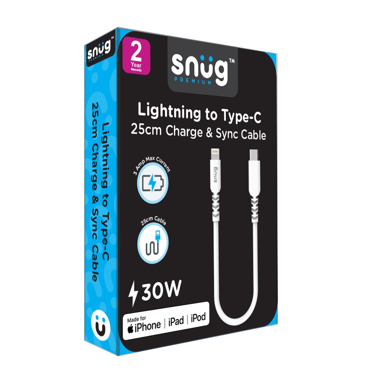 Snug Type-C To MFI Lightning Cable 30W - 25 Centimetres