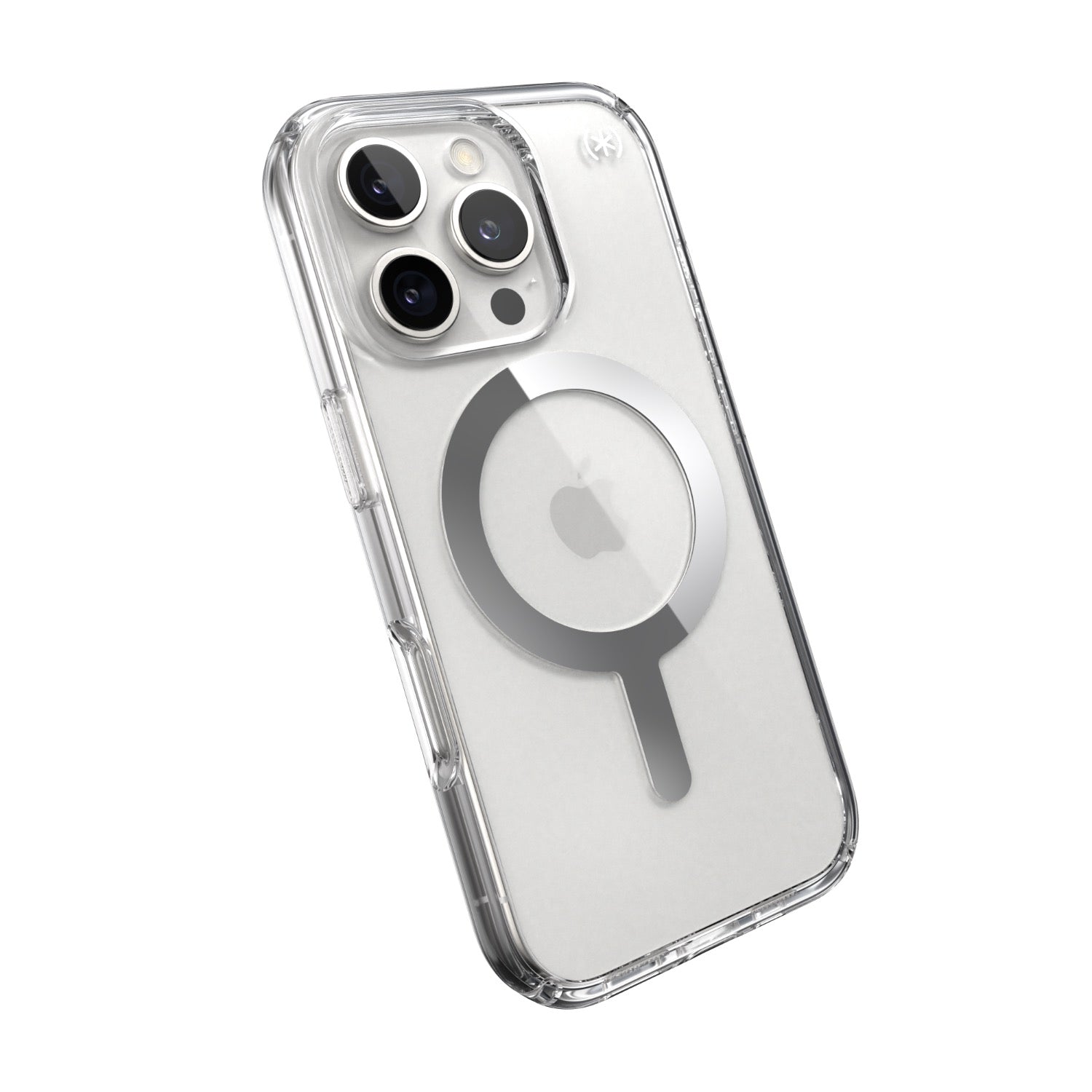 Speck Presidio Perfect Clear MagSafe Case - Apple iPhone 16 Pro - Clear & Chrome