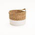 CATTAIL LEAF BASKET PLANTER K464 - NATURAL/WHITE