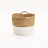 CATTAIL LEAF BASKET PLANTER K464 - NATURAL/WHITE