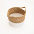 CATTAIL LEAF BASKET PLANTER K464 - NATURAL/WHITE