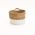CATTAIL LEAF BASKET PLANTER K464 - NATURAL/WHITE