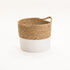 CATTAIL LEAF BASKET PLANTER K464 - NATURAL/WHITE