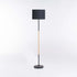 FLOOR LAMP BLACK+WOOD BLACK FABRIC SHADE 150cm H