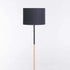 FLOOR LAMP BLACK+WOOD BLACK FABRIC SHADE 150cm H
