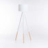 FLOOR LAMP WOODEN TRIPOD WHITE FABRIC SHADE 156cm