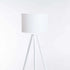 FLOOR LAMP WOODEN TRIPOD WHITE FABRIC SHADE 156cm