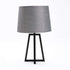 TABLE LAMP BLACK METAL BASE GREY FABRIC SHADE