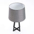 TABLE LAMP BLACK METAL BASE GREY FABRIC SHADE