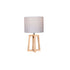 TABLE LAMP LIGHT OAK WOODEN BASE GREY FABRIC SHADE