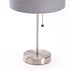 TABLE LAMP METAL BASE GREY FABRIC SHADE