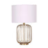 TABLE LAMP METAL CAGE BASE CREAM FABRIC SHADE