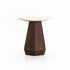 RANI 45cm ROUND TRAVERTINE & SOLID WOOD SIDE TABLE